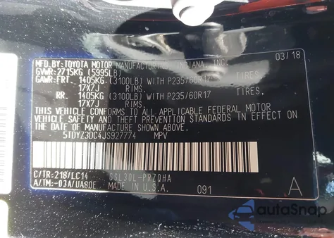 2018 Toyota Sienna Xle 8 Passenger из США, поврежденный, VIN 5TDYZ3DC4JS927774